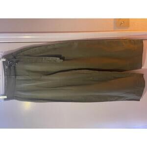 Sandro Olive Green Wide Leg Women's Pants with Belt Detail